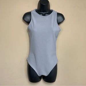 Missguided Tall Light Gray Ribbed Bodysuit